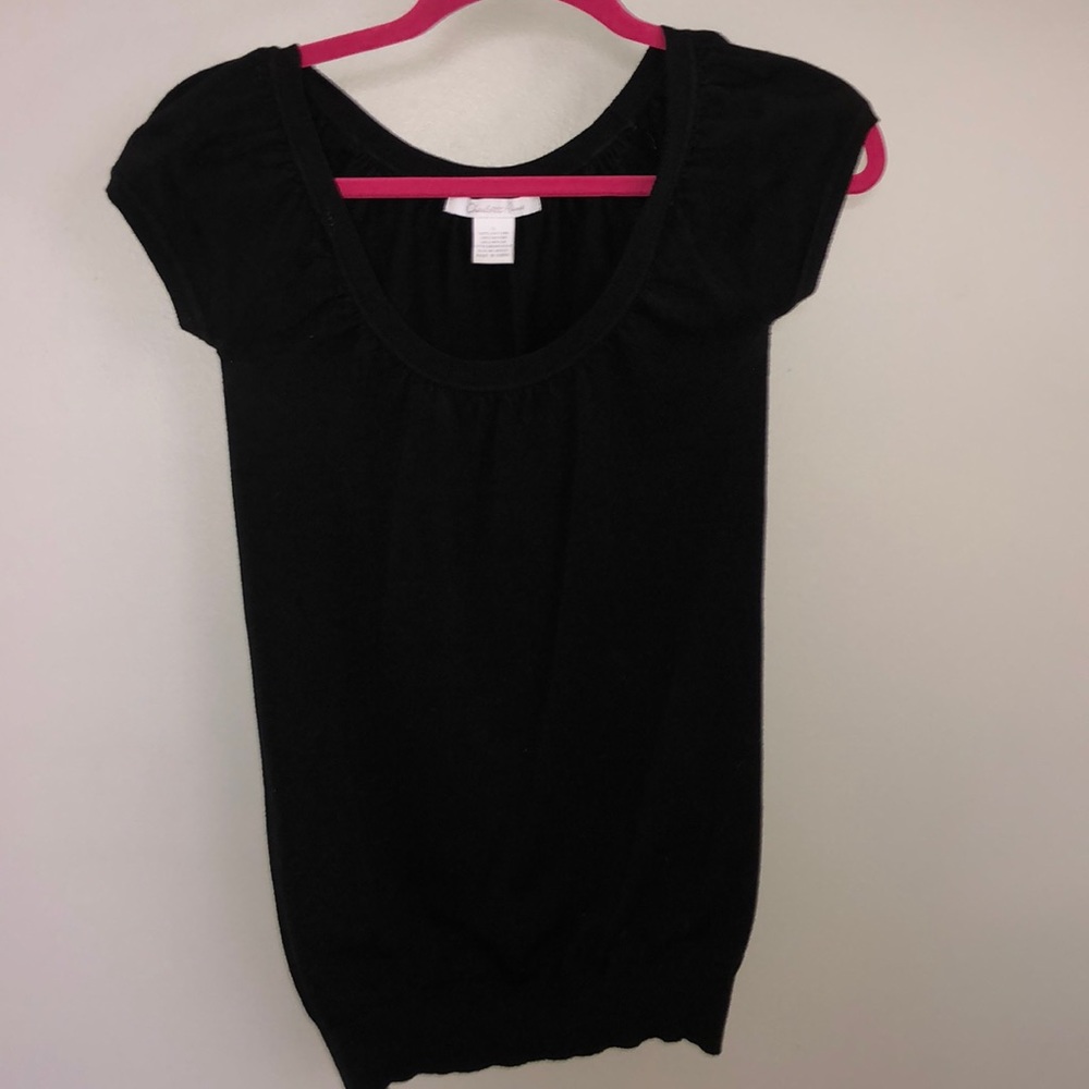 Short sleeve black sweater top